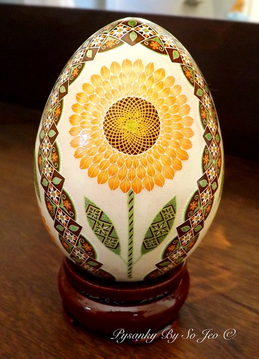 Peach Sunflowers Ukrainian Easter Egg Pysanky By So Jeo
